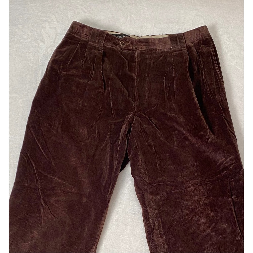 Bigsby & Kruthers Mens 36x31 Brown Corduroy Pleated Cuffed Pants Made in Canada - Picture 9 of 13